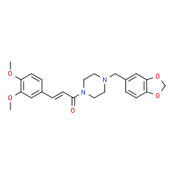 ChemSpider 2D Image | (2E)-1-[4-(1,3-Benzodioxol-5-ylmethyl)-1-piperazinyl]-3-(3,4-dimethoxyphenyl)-2-propen-1-one | C23H26N2O5