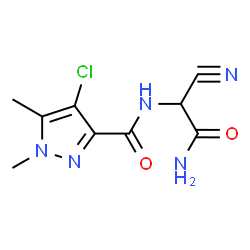 ChemSpider 2D Image | N-(2-Amino-1-cyano-2-oxoethyl)-4-chloro-1,5-dimethyl-1H-pyrazole-3-carboxamide | C9H10ClN5O2