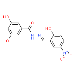 ChemSpider 2D Image | 3,5-Dihydroxy-N'-[(E)-(2-hydroxy-5-nitrophenyl)methylene]benzohydrazide | C14H11N3O6