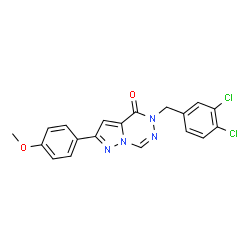 ChemSpider 2D Image | 5-(3,4-Dichlorobenzyl)-2-(4-methoxyphenyl)pyrazolo[1,5-d][1,2,4]triazin-4(5H)-one | C19H14Cl2N4O2