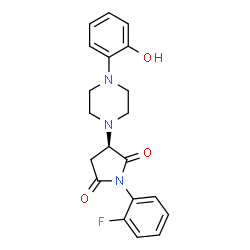ChemSpider 2D Image | (3R)-1-(2-Fluorophenyl)-3-[4-(2-hydroxyphenyl)-1-piperazinyl]-2,5-pyrrolidinedione | C20H20FN3O3