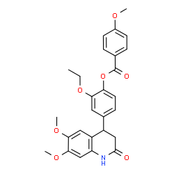 ChemSpider 2D Image | 4-(6,7-Dimethoxy-2-oxo-1,2,3,4-tetrahydro-4-quinolinyl)-2-ethoxyphenyl 4-methoxybenzoate | C27H27NO7