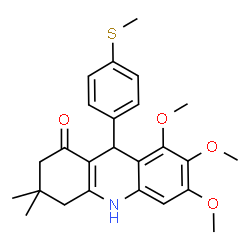 ChemSpider 2D Image | 6,7,8-Trimethoxy-3,3-dimethyl-9-[4-(methylsulfanyl)phenyl]-3,4,9,10-tetrahydro-1(2H)-acridinone | C25H29NO4S