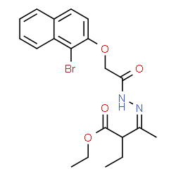 ChemSpider 2D Image | Ethyl (3Z)-3-({[(1-bromo-2-naphthyl)oxy]acetyl}hydrazono)-2-ethylbutanoate | C20H23BrN2O4