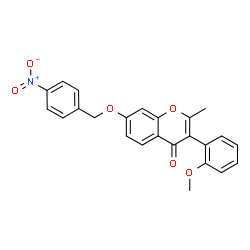 ChemSpider 2D Image | 3-(2-Methoxyphenyl)-2-methyl-7-[(4-nitrobenzyl)oxy]-4H-chromen-4-one | C24H19NO6