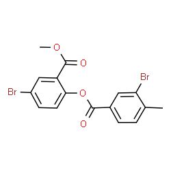 ChemSpider 2D Image | Methyl 5-bromo-2-[(3-bromo-4-methylbenzoyl)oxy]benzoate | C16H12Br2O4