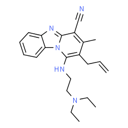 ChemSpider 2D Image | 2-Allyl-1-{[2-(diethylamino)ethyl]amino}-3-methylpyrido[1,2-a]benzimidazole-4-carbonitrile | C22H27N5
