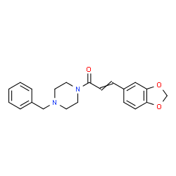 ChemSpider 2D Image | 3-(1,3-Benzodioxol-5-yl)-1-(4-benzyl-1-piperazinyl)-2-propen-1-one | C21H22N2O3