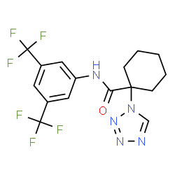 ChemSpider 2D Image | N-[3,5-Bis(trifluoromethyl)phenyl]-1-(1H-tetrazol-1-yl)cyclohexanecarboxamide | C16H15F6N5O