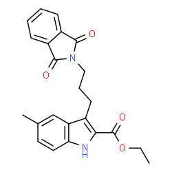 ChemSpider 2D Image | Ethyl 3-[3-(1,3-dioxo-1,3-dihydro-2H-isoindol-2-yl)propyl]-5-methyl-1H-indole-2-carboxylate | C23H22N2O4