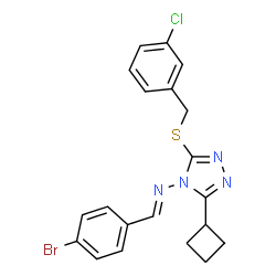 ChemSpider 2D Image | (E)-1-(4-Bromophenyl)-N-{3-[(3-chlorobenzyl)sulfanyl]-5-cyclobutyl-4H-1,2,4-triazol-4-yl}methanimine | C20H18BrClN4S