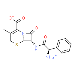 ChemSpider 2D Image | (6S,7S)-7-{[(2R)-2-Ammonio-2-phenylacetyl]amino}-3-methyl-8-oxo-5-thia-1-azabicyclo[4.2.0]oct-2-ene-2-carboxylate | C16H17N3O4S