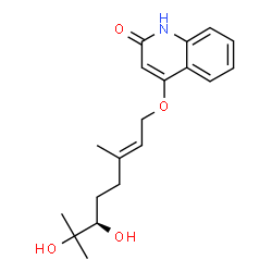 ChemSpider 2D Image | 4-{[(2E,6R)-6,7-Dihydroxy-3,7-dimethyl-2-octen-1-yl]oxy}-2(1H)-quinolinone | C19H25NO4