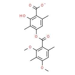 ChemSpider 2D Image | 4-[(2,4-Dimethoxy-3,6-dimethylbenzoyl)oxy]-2-hydroxy-3,6-dimethylbenzoate | C20H21O7