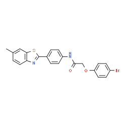 ChemSpider 2D Image | 2-(4-Bromophenoxy)-N-[4-(6-methyl-1,3-benzothiazol-2-yl)phenyl]acetamide | C22H17BrN2O2S