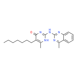 ChemSpider 2D Image | 5-Heptyl-6-methyl-2-[(4-methyl-2-quinazolinyl)amino]-4(1H)-pyrimidinone | C21H27N5O