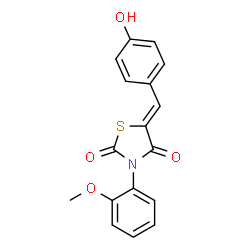 ChemSpider 2D Image | (5Z)-5-(4-Hydroxybenzylidene)-3-(2-methoxyphenyl)-1,3-thiazolidine-2,4-dione | C17H13NO4S