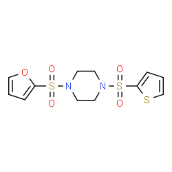ChemSpider 2D Image | 1-(2-Furylsulfonyl)-4-(2-thienylsulfonyl)piperazine | C12H14N2O5S3