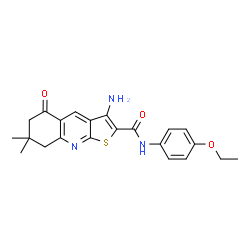 ChemSpider 2D Image | 3-Amino-N-(4-ethoxyphenyl)-7,7-dimethyl-5-oxo-5,6,7,8-tetrahydrothieno[2,3-b]quinoline-2-carboxamide | C22H23N3O3S