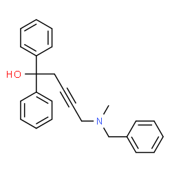 ChemSpider 2D Image | 5-[Benzyl(methyl)amino]-1,1-diphenyl-3-pentyn-1-ol | C25H25NO