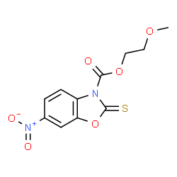 ChemSpider 2D Image | 2-Methoxyethyl 6-nitro-2-thioxo-1,3-benzoxazole-3(2H)-carboxylate | C11H10N2O6S