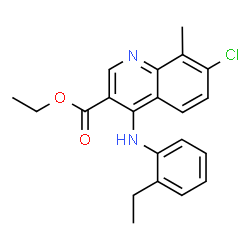 ChemSpider 2D Image | Ethyl 7-chloro-4-[(2-ethylphenyl)amino]-8-methyl-3-quinolinecarboxylate | C21H21ClN2O2