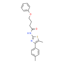 ChemSpider 2D Image | N-[5-Methyl-4-(4-methylphenyl)-1,3-thiazol-2-yl]-4-phenoxybutanamide | C21H22N2O2S