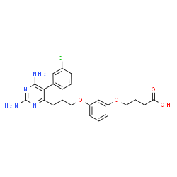 ChemSpider 2D Image | 4-(3-{3-[2,6-Diamino-5-(3-chlorophenyl)-4-pyrimidinyl]propoxy}phenoxy)butanoic acid | C23H25ClN4O4