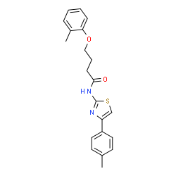 ChemSpider 2D Image | 4-(2-Methylphenoxy)-N-[4-(4-methylphenyl)-1,3-thiazol-2-yl]butanamide | C21H22N2O2S