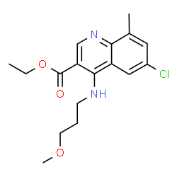 ChemSpider 2D Image | Ethyl 6-chloro-4-[(3-methoxypropyl)amino]-8-methyl-3-quinolinecarboxylate | C17H21ClN2O3