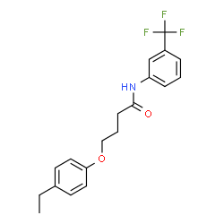 ChemSpider 2D Image | 4-(4-Ethylphenoxy)-N-[3-(trifluoromethyl)phenyl]butanamide | C19H20F3NO2