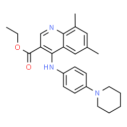 ChemSpider 2D Image | Ethyl 6,8-dimethyl-4-{[4-(1-piperidinyl)phenyl]amino}-3-quinolinecarboxylate | C25H29N3O2