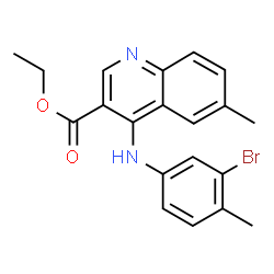 ChemSpider 2D Image | Ethyl 4-[(3-bromo-4-methylphenyl)amino]-6-methyl-3-quinolinecarboxylate | C20H19BrN2O2
