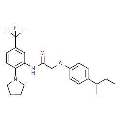 ChemSpider 2D Image | 2-(4-sec-Butylphenoxy)-N-[2-(1-pyrrolidinyl)-5-(trifluoromethyl)phenyl]acetamide | C23H27F3N2O2