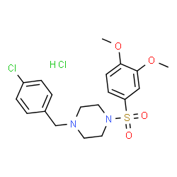 ChemSpider 2D Image | 1-(4-Chlorobenzyl)-4-[(3,4-dimethoxyphenyl)sulfonyl]piperazine hydrochloride (1:1) | C19H24Cl2N2O4S