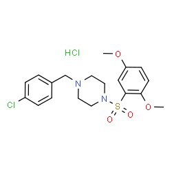 ChemSpider 2D Image | 1-(4-Chlorobenzyl)-4-[(2,5-dimethoxyphenyl)sulfonyl]piperazine hydrochloride (1:1) | C19H24Cl2N2O4S