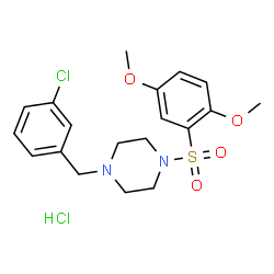ChemSpider 2D Image | 1-(3-Chlorobenzyl)-4-[(2,5-dimethoxyphenyl)sulfonyl]piperazine hydrochloride (1:1) | C19H24Cl2N2O4S