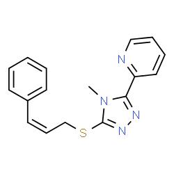 ChemSpider 2D Image | 2-(4-Methyl-5-{[(2Z)-3-phenyl-2-propen-1-yl]sulfanyl}-4H-1,2,4-triazol-3-yl)pyridine | C17H16N4S