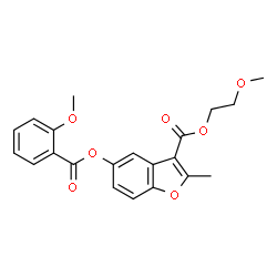 ChemSpider 2D Image | 2-Methoxyethyl 5-[(2-methoxybenzoyl)oxy]-2-methyl-1-benzofuran-3-carboxylate | C21H20O7