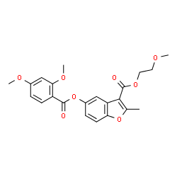 ChemSpider 2D Image | 2-Methoxyethyl 5-[(2,4-dimethoxybenzoyl)oxy]-2-methyl-1-benzofuran-3-carboxylate | C22H22O8