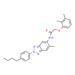 ChemSpider 2D Image | N-[2-(4-Butylphenyl)-6-methyl-2H-benzotriazol-5-yl]-2-(2,3-dimethylphenoxy)acetamide | C27H30N4O2
