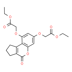 ChemSpider 2D Image | Diethyl 2,2'-[(4-oxo-1,2,3,4-tetrahydrocyclopenta[c]chromene-7,9-diyl)bis(oxy)]diacetate | C20H22O8