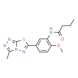 ChemSpider 2D Image | N-[2-Methoxy-5-(3-methyl[1,2,4]triazolo[3,4-b][1,3,4]thiadiazol-6-yl)phenyl]butanamide | C15H17N5O2S