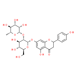 ChemSpider 2D Image | 5-Hydroxy-2-(4-hydroxyphenyl)-4-oxo-3,4-dihydro-2H-chromen-7-yl 2-O-(6-deoxy-beta-D-mannopyranosyl)-alpha-L-glucopyranoside | C27H32O14
