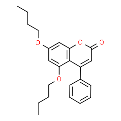 ChemSpider 2D Image | 5,7-Dibutoxy-4-phenyl-2H-chromen-2-one | C23H26O4