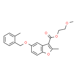 ChemSpider 2D Image | 2-Methoxyethyl 2-methyl-5-[(2-methylbenzyl)oxy]-1-benzofuran-3-carboxylate | C21H22O5