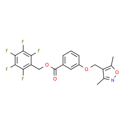 ChemSpider 2D Image | Pentafluorobenzyl 3-[(3,5-dimethyl-1,2-oxazol-4-yl)methoxy]benzoate | C20H14F5NO4