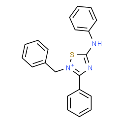 ChemSpider 2D Image | 5-Anilino-2-benzyl-3-phenyl-1,2,4-thiadiazol-2-ium | C21H18N3S