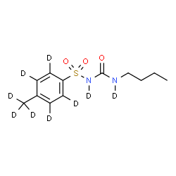 ChemSpider 2D Image | N-[Butyl(~2~H)carbamoyl]-4-(~2~H_3_)methyl(~2~H_4_)benzene(~2~H)sulfonamide | C12H9D9N2O3S