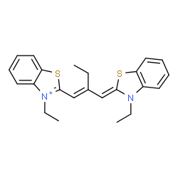 ChemSpider 2D Image | 3-Ethyl-2-{(1E)-2-[(Z)-(3-ethyl-1,3-benzothiazol-2(3H)-ylidene)methyl]-1-buten-1-yl}-1,3-benzothiazol-3-ium | C23H25N2S2